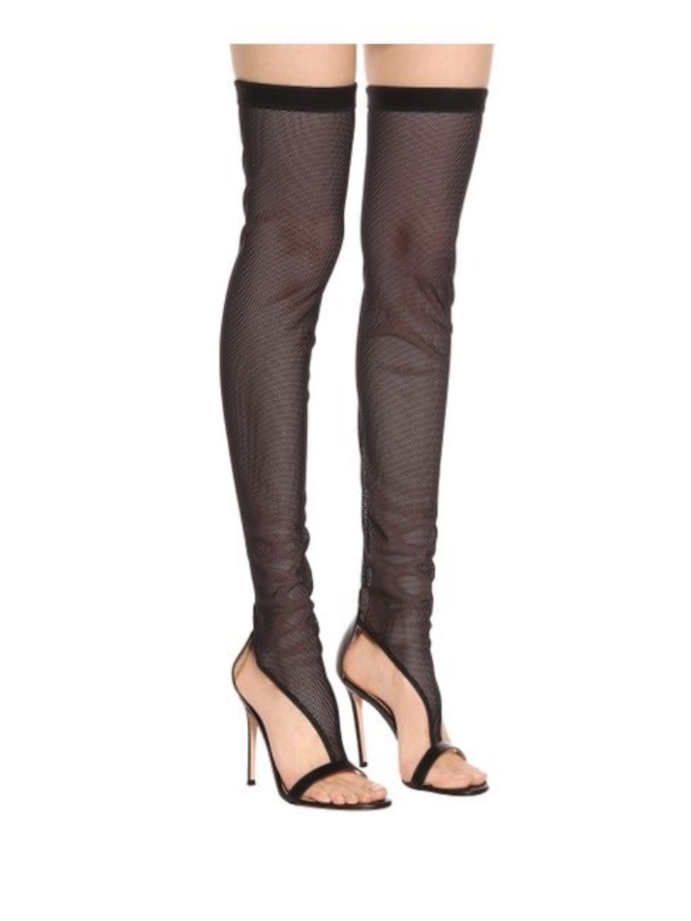 Gianvito Rossi Black Lace Over-the-Knee Stiletto Heels